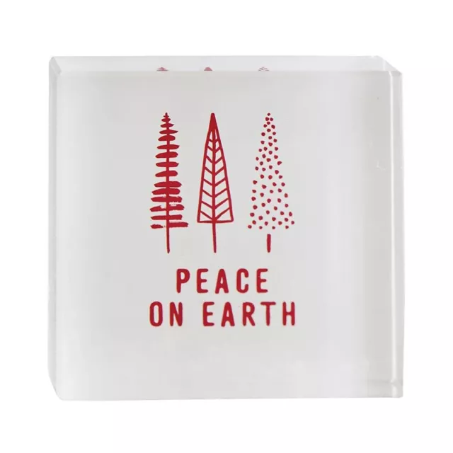 Large Lucite Block Face to Face Small 4" SQ Paperweight Peace On Earth - 4 Pack