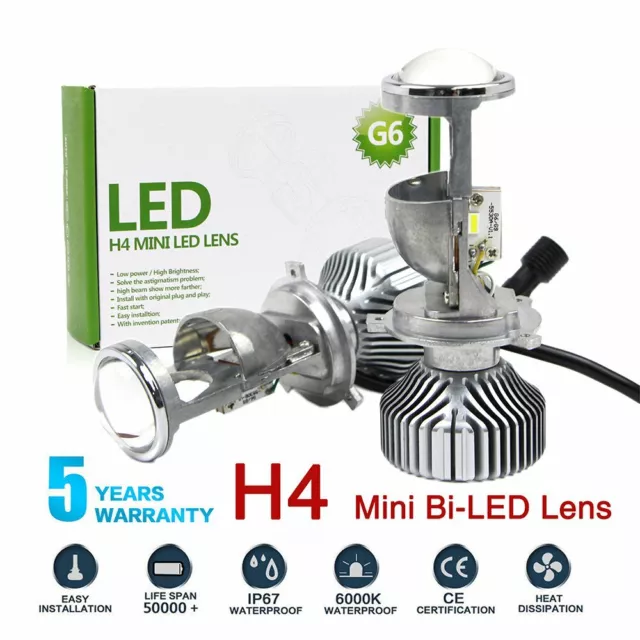 H4 Bi-LED Mini Projector Lens 70W 16000LM Bulbs Headlight Headlamp Kit High Low