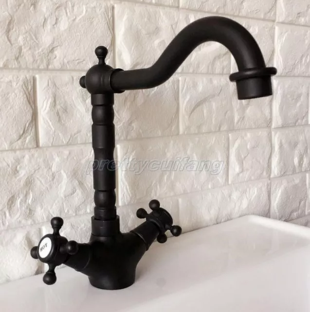 Black Oil Rubbed Brass Swivel Kitchen Sink bathroom Mixer Tap Faucet Pnf349