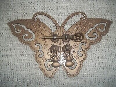 Chinese BUTTERFLY Brass Cabinet Face Plate Hardware 6.5 x 10.5" Handmade
