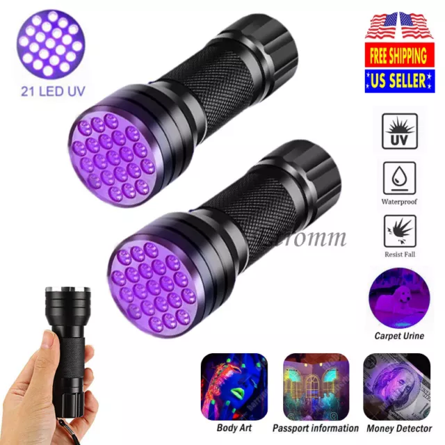 2X UV Flashlight Ultra Violet LED Blacklight Light 395 NM Inspection Lamp Torch