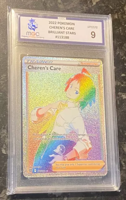 Pokemon Cheren's Care Brilliant Stars Graded 9 MGC grading not PSA Rainbow Holo