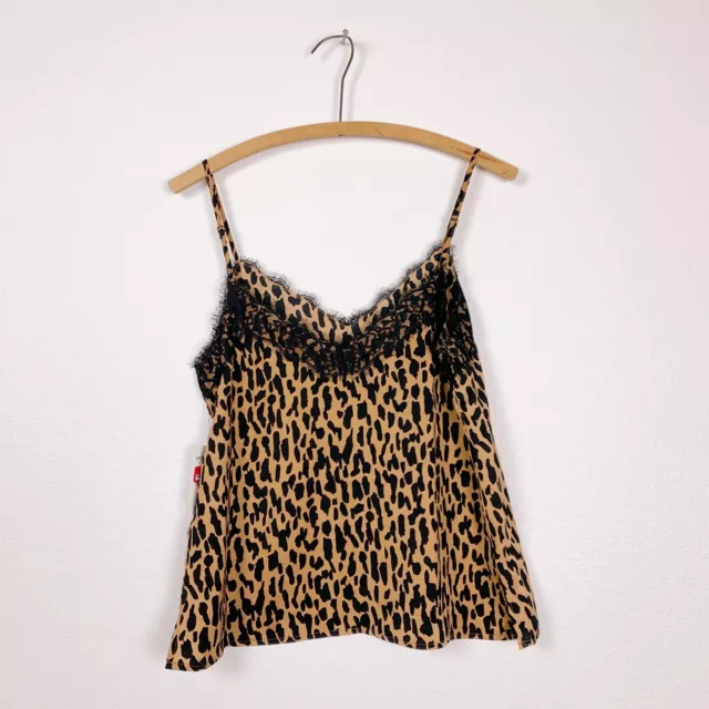 NWT BP Cheetah Animal Print Black Brown Lace Spaghetti Strap Tank Small