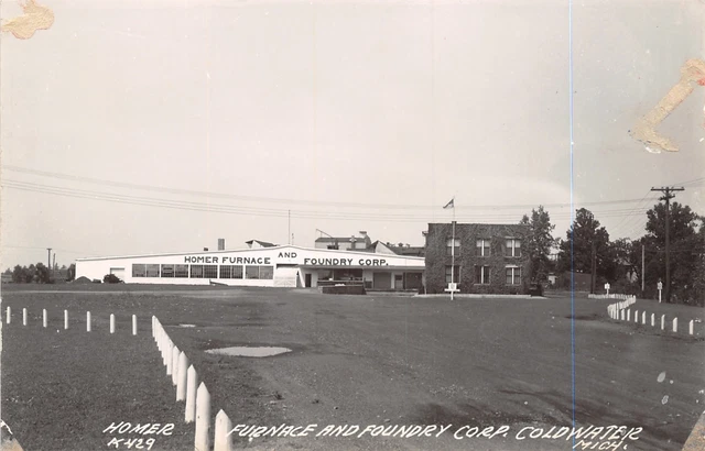 Coldwater MI Ivy-Covered Office~Homer Furnace & Foundry~Factory~RPPC 1940s
