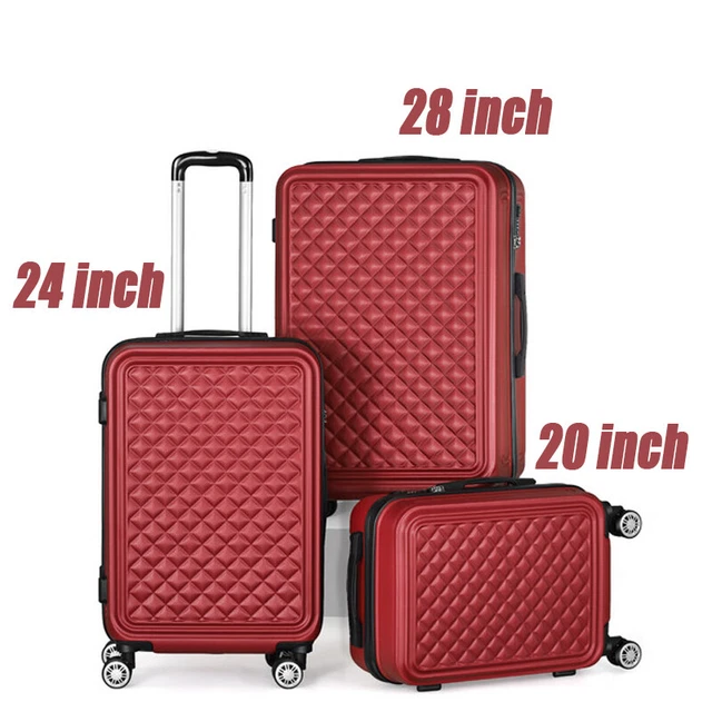 Luggage 3 Piece Set Suitcase Softside Spinner Hardshell Lightweight TSA Lock Red