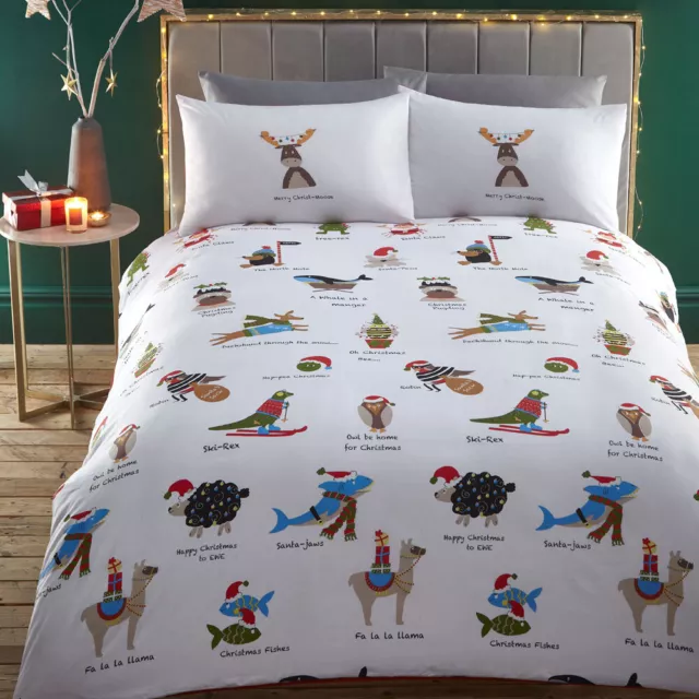 Set copripiumone reversibile stampa Babbo Natale Portfolio casa Natale zampe