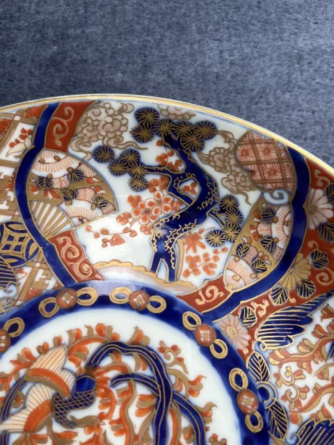 Antique Japanese Meiji imari porcelain plate dish hand painted marked & signed 3