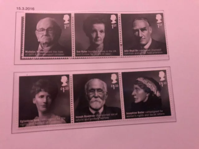 GB 2016 British Humanitarians sg3810-15  mnh Stamp Set