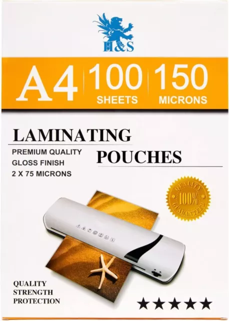 H&S Laminierfolien A4-100 Stück x Din A4 - Laminierfolie glänzend und klar -