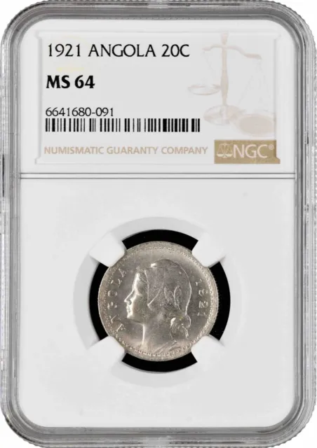 Angola 20 centavos 1921, NGC MS64, "Portuguese colony (1921 - 1974)"