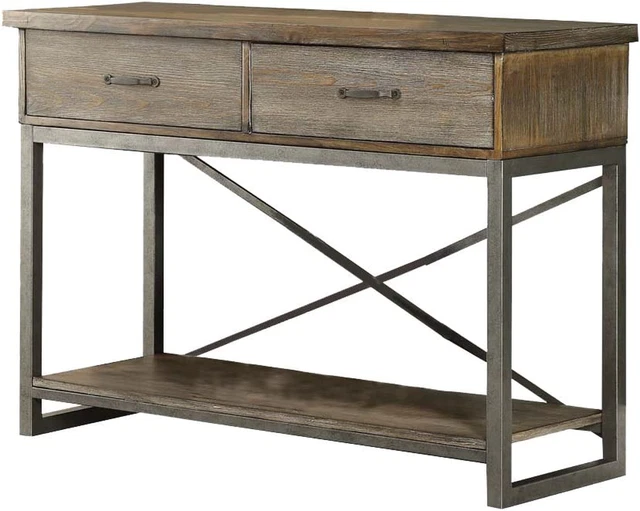 ACME Lazarus Server - - Weathered Oak & Antique Silver