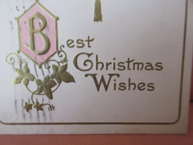 Embossed Christmas Postcard: Blest Christmas Wishes w Church, Midland Pub, 1913 2