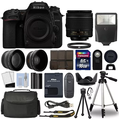 Nikon D7500 Digital SLR Camera + 18-55mm VR 3 Lens Kit + 16GB Top Value Bundle