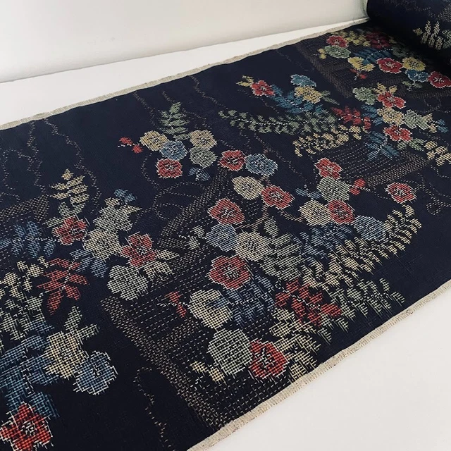 Hand Woven Bouquet Silk UnUsed BOLT By the Yard Japanese Kimono Fabric BS90
