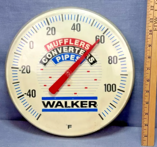 VINTAGE WALKER MUFFLERS SPRINGFIELD Advertising Wall Thermometer Sign 12"