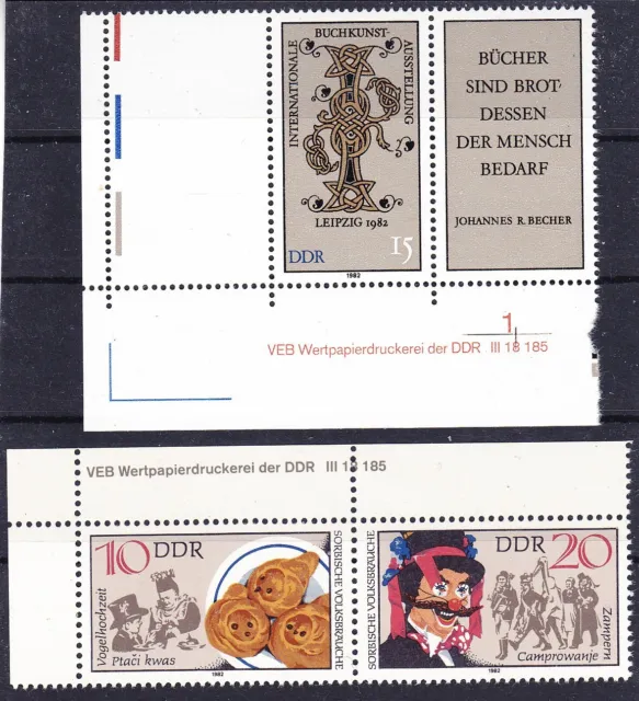 Briefmarken DDR Mi Nr. 2697-NF und 2716-17  Druckvermerk DV WPD **