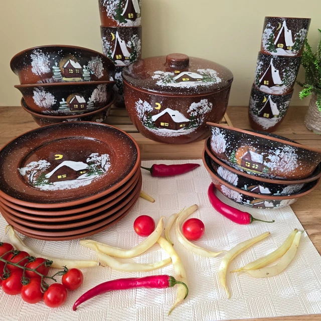 Lot De Vaisselle En Teck Scandinave Années 70 - 6 Assiettes à Salade - Marque Frantz V