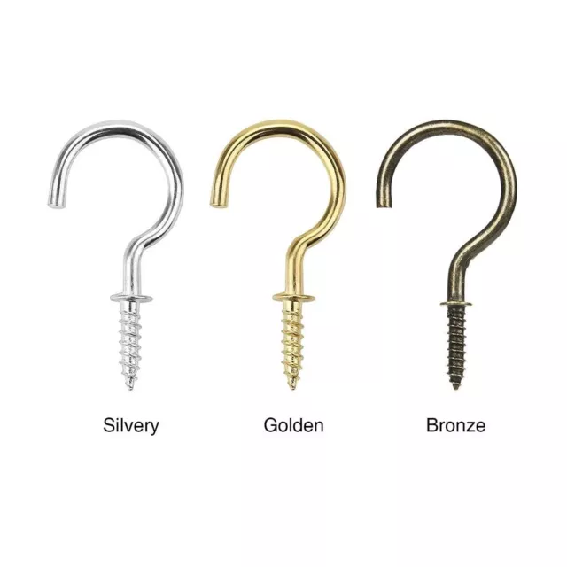 Heavy Duty Cup Screw Hooks-Brass Plated Wall Hanging Hanger Shouldered Hook 20pc 9