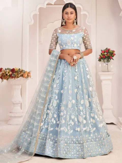 Indian Designer Wedding Party Wear Traditional Design Embroidered Lehenga Her