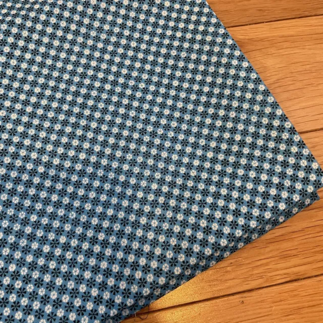 Vintage Blue Dot Cross Cotton Fabric - 36” X 124” 3.5 Yards 60s 70s