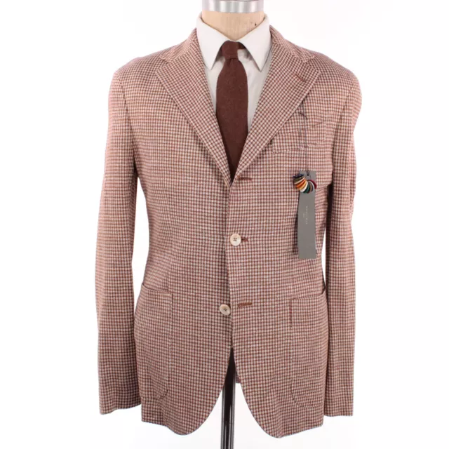 Boglioli NWT Cotton Dover Sport Coat Size 48R US 38R in Orangeish Brown/White