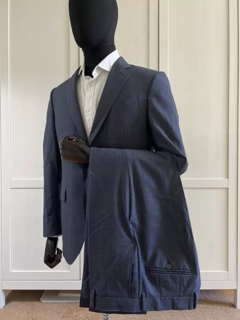 Stunning Hackett Blue Glen Check Check 100% Wool Suit RRP £750