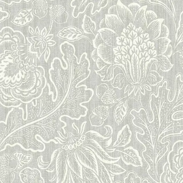 Forêt Trail Giovanna Papier Peint Floral Texturé Belgravia Vinyle 4810 Gris