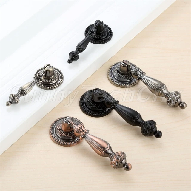 10x Antique Vintage Cabinet Door Drop Pull Handles Cupboard Drawer Closet Knobs