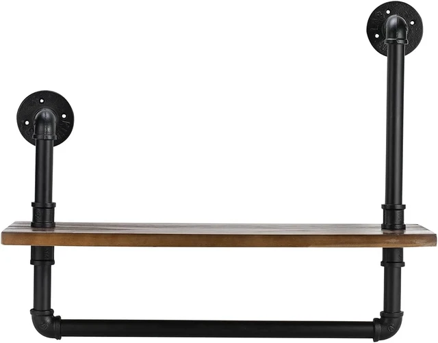 Industrial Retro Wall Mounted Pipe Shelving Brackets,Rustic Metal DIY Floating S
