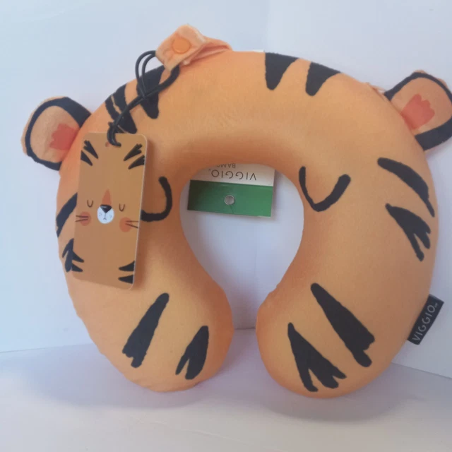 Kids Travel Memory Foam 2 set Neck Pillow & luggage tag, Tiger VIGGIO BAMBINO