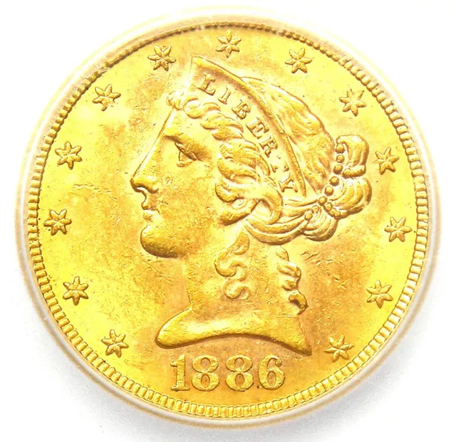 1886-S LIBERTY GOLD Half Eagle $5 Coin - ICG MS63 (BU UNC) - Rare Gold ...