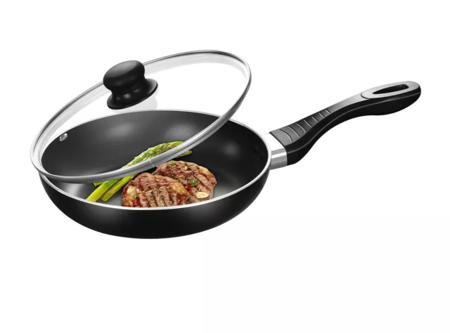 Non Stick Induction Frying Pan With Lid, Heat Resistant Handle, 24CM, 26CM, 28CM