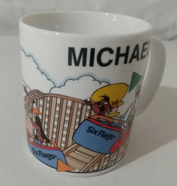 Six Flags Looney Tunes Roller Coaster Coffee Cup Mug Michael Warner Bros 1994