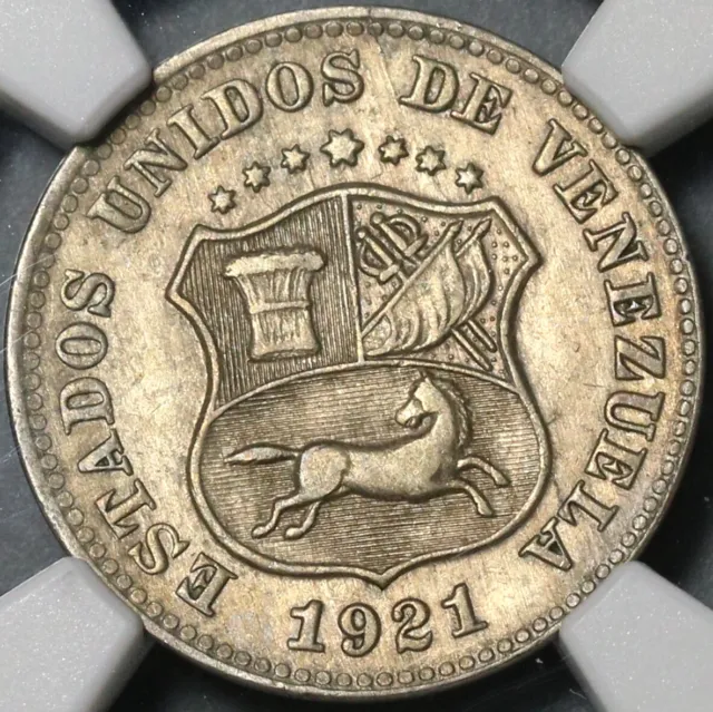 1921 NGC AU 55 Venezuela 5 Centimos Horse Coin (21062102C)