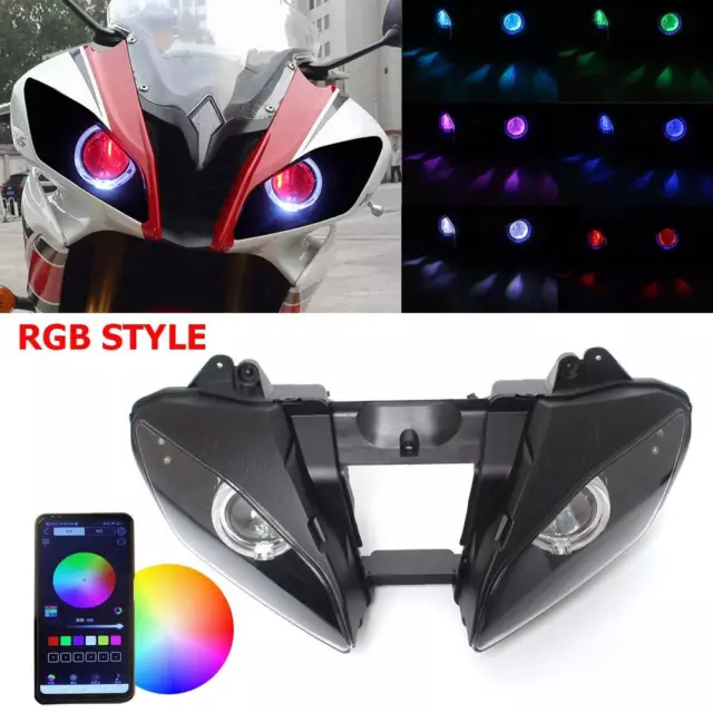 Assemblaggio Fari RGB Devil Angel Eyes Controllo APP per Yamaha YZF R6 2006 2007