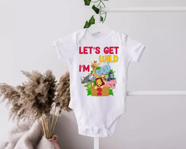 Let's Get Wild I'm 2 Baby Bodysuit Unique Animal Baby Boy Girl Bodysuit 3