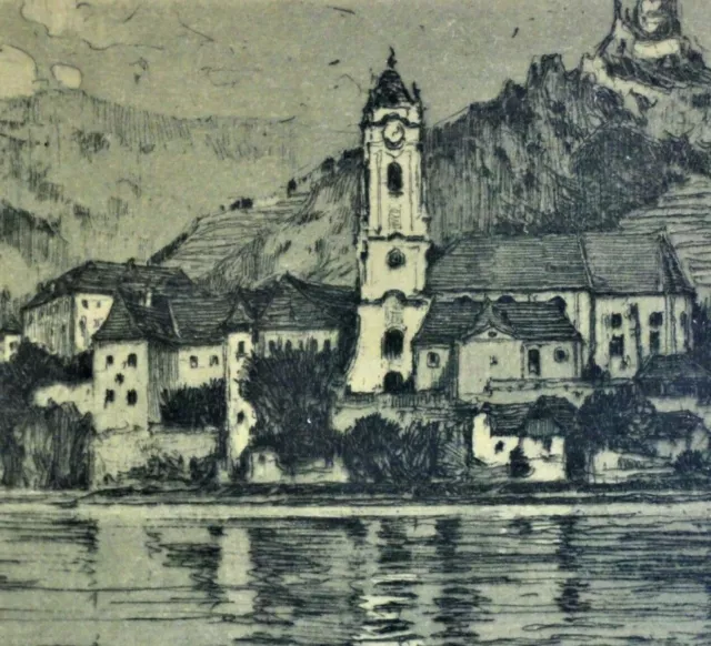 Luigi KASIMIR (1881-1962) signiert + num. Radierung: DÜRNSTEIN AN DER DONAU