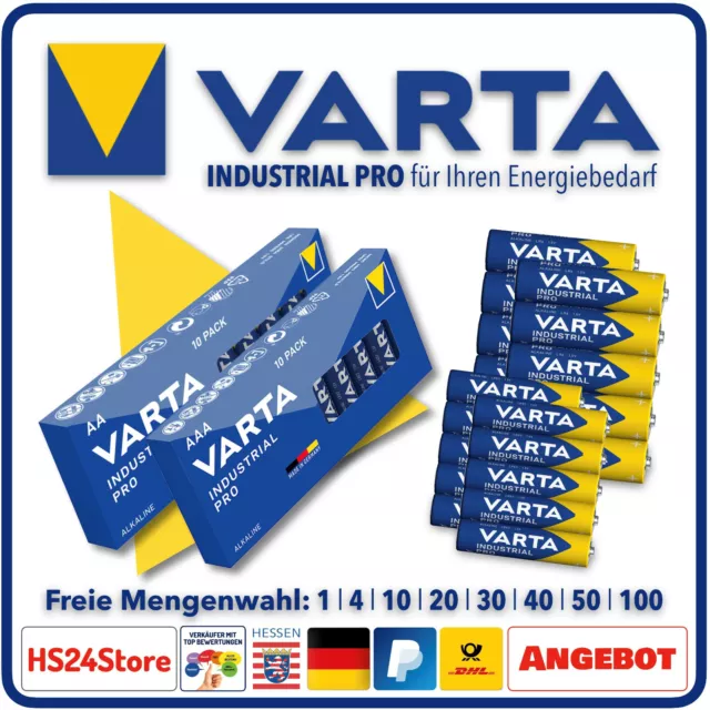 Varta AA Mignon  AAA Micro  Industrial Pro Batterien  MHD 2032
