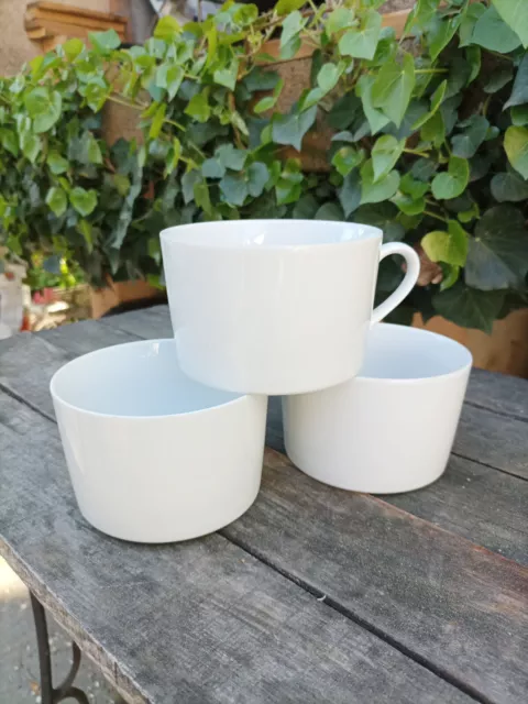 série 3 grandes tasses déjeuner chocolat thé Schumann blanches modernes