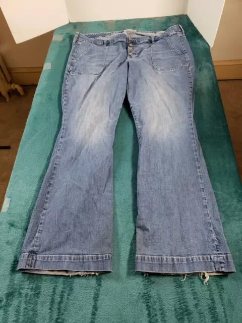 Torrid Jeans Sz 22 Womens Blue Mid Rise Pant Ladies Flare Stretch 4 Button