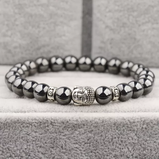 Natural Hematite Mineral Buddha Bracelet Men's Natural Stone Bracelet Jewlery