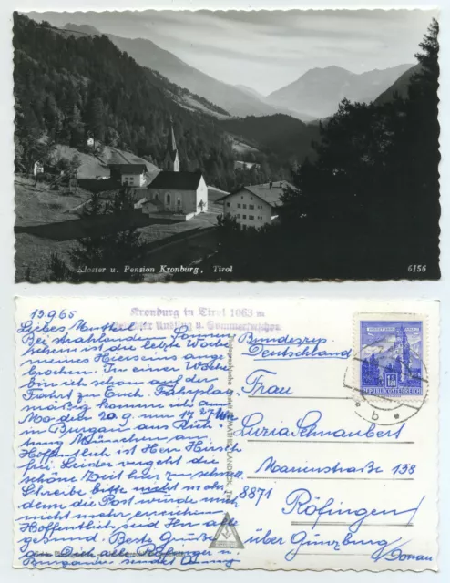 74650 - monastery and pension Kronberg, Tyrol - real photo - postcard, run 13.9.1965