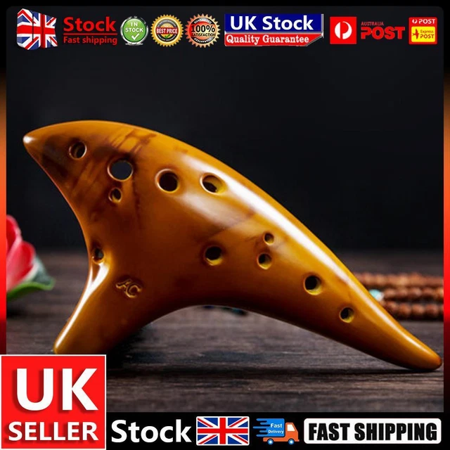 12 Hole Smokey Fired Ocarinas with Protective Bag Alto C Tone Ocarina (Gold) UK