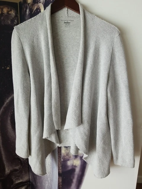MAJESTIC PARIS for Neiman Marcus Open Front Flyaway Gray Cotton Cardigan Size 3