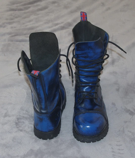 Sercive Alphas MENS BLUE BLACK Leather Alpha Ranger 10 hole steel toe cap boots size ...