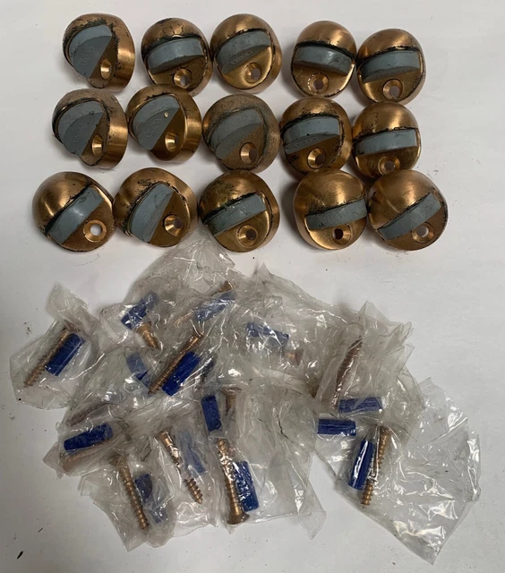 Lot Of "15" Vintage Ives Bronze Finish Dome Floor Mount Door Stop Bumper (A15)