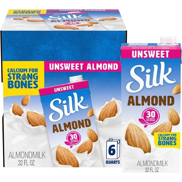 SILK UNSWEETENED ALMOND Milk (32 fl. oz., 6 pk.) 27.98 PicClick