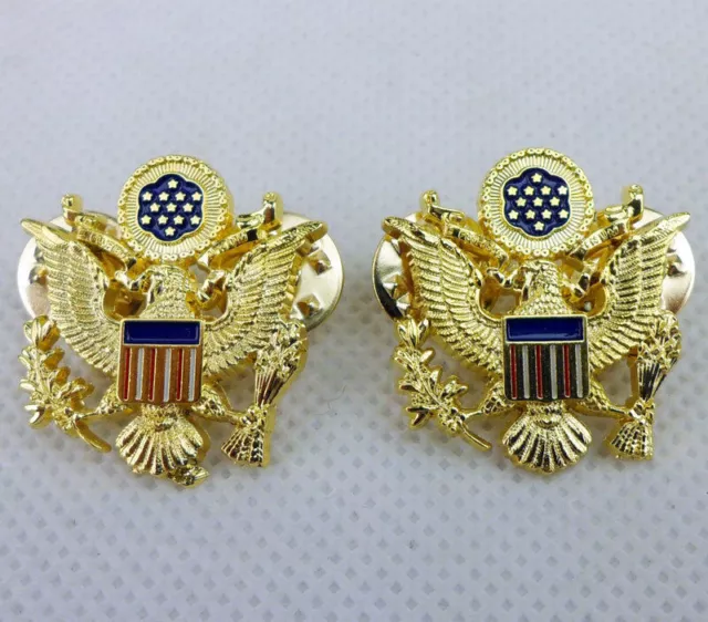 PAIR Metal PAIR US Army General Officer Shoulder Eagle Badge Pin Insignia