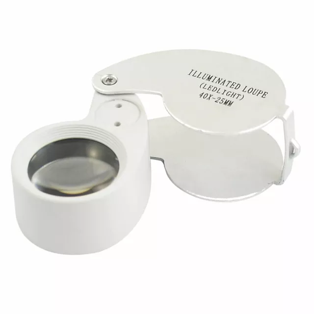 Pocket LED Light Illuminated Magnifier Jewelry Eye 40X Magnifying Loupe