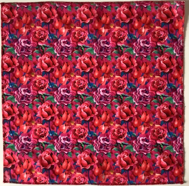 ~ Sciarpa bandana vintage vintage 20 pollici quadrata design fiore rosso e rosa di Lush